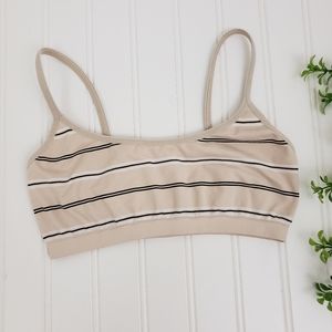 Victorias Secret Bralette Cream Black Stripes Lounge Comfy size Small Soft